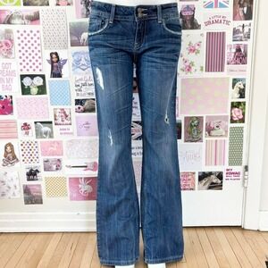 2000s low rise distressed bootcut jeans size 9